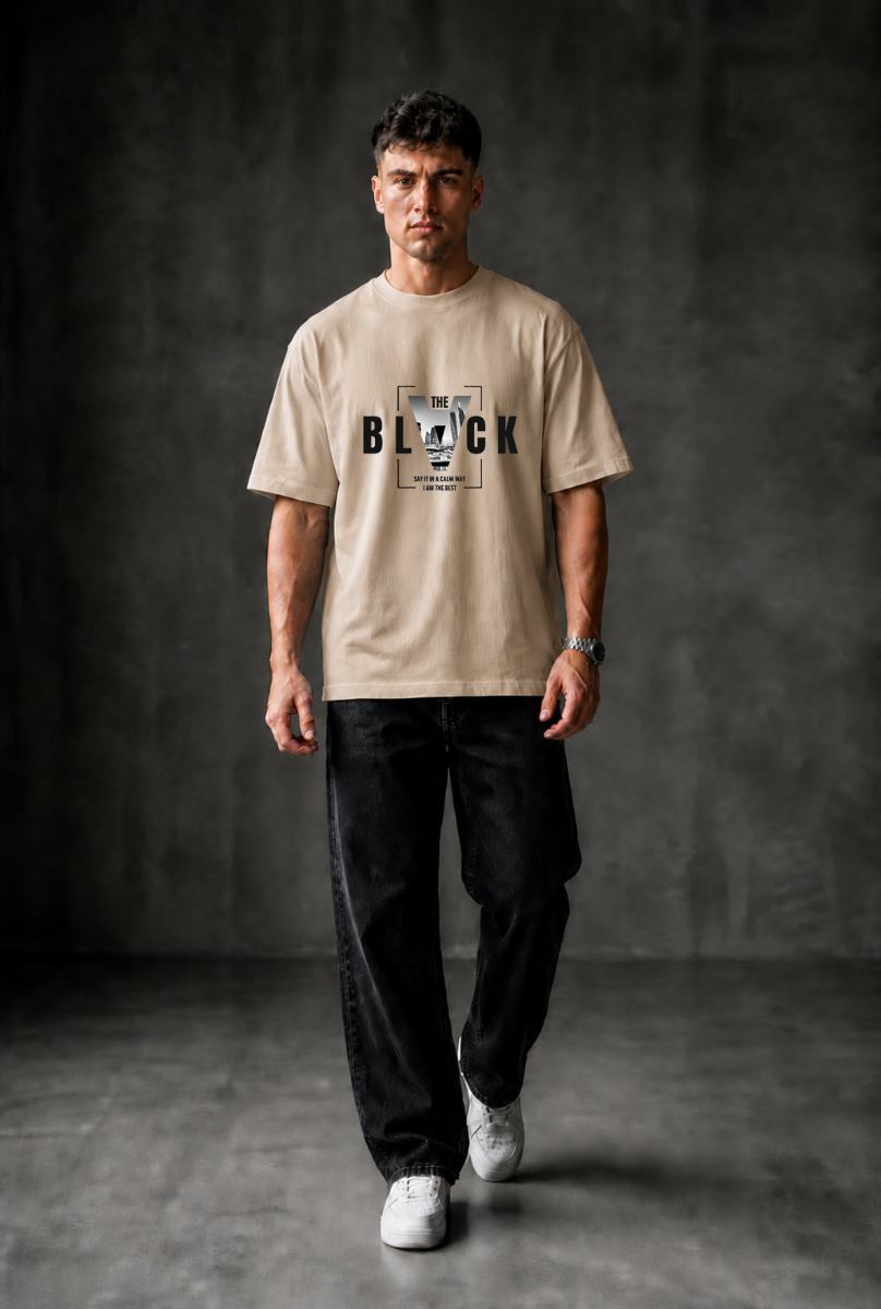 BLACK Oversized T-shirt ! - Beige