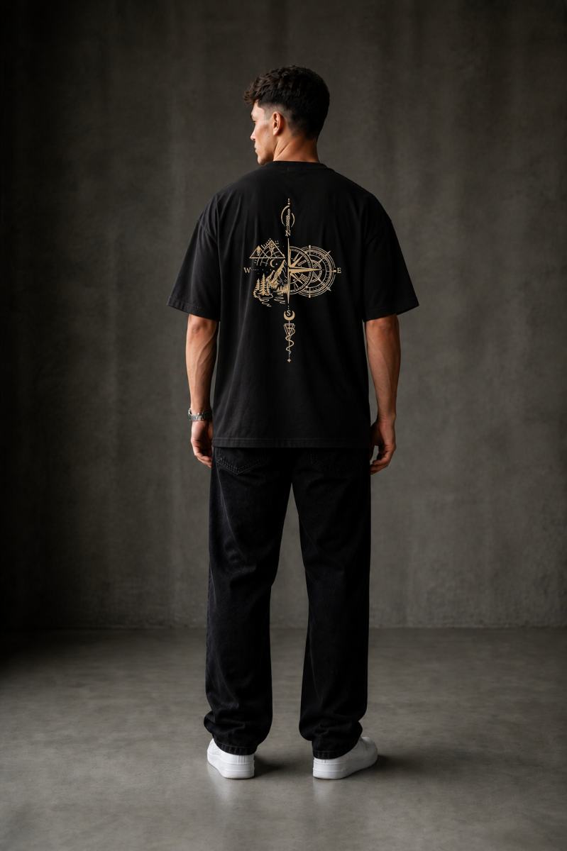 Compass Oversized T-shirt ! - Black