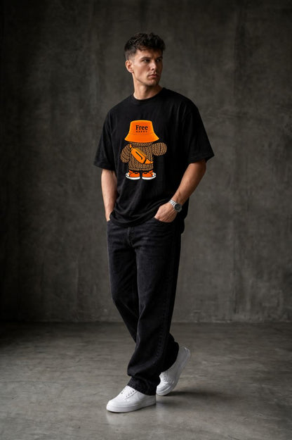 HaPpY Bear Oversized T-shirt ! - Black