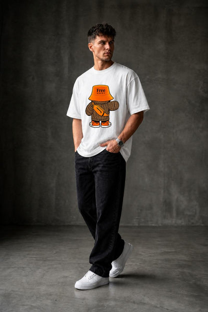 HaPpY Bear Oversized T-shirt ! - White