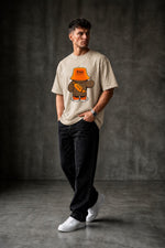 HaPpY Bear Oversized T-shirt ! - Beige
