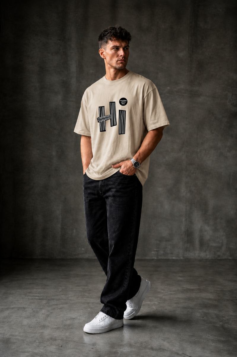 HI Oversized T-shirt ! - Beige
