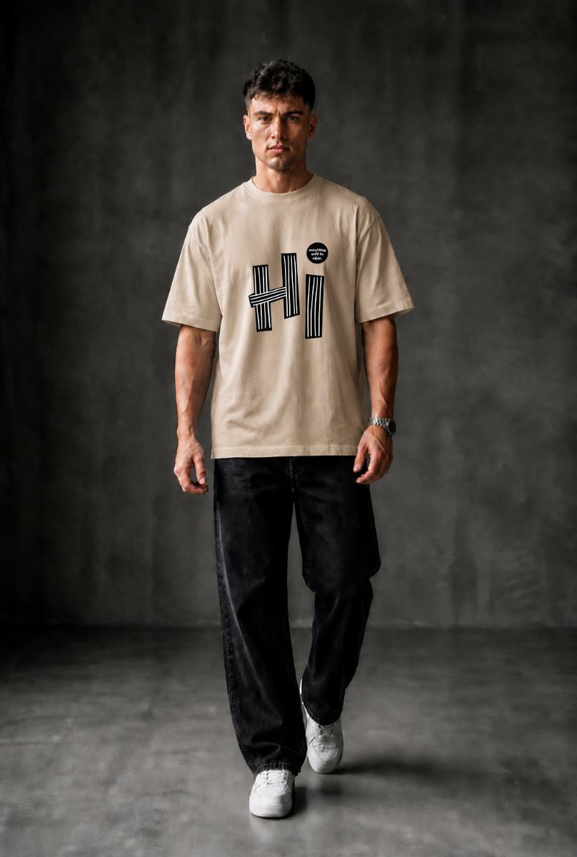 HI Oversized T-shirt ! - Beige