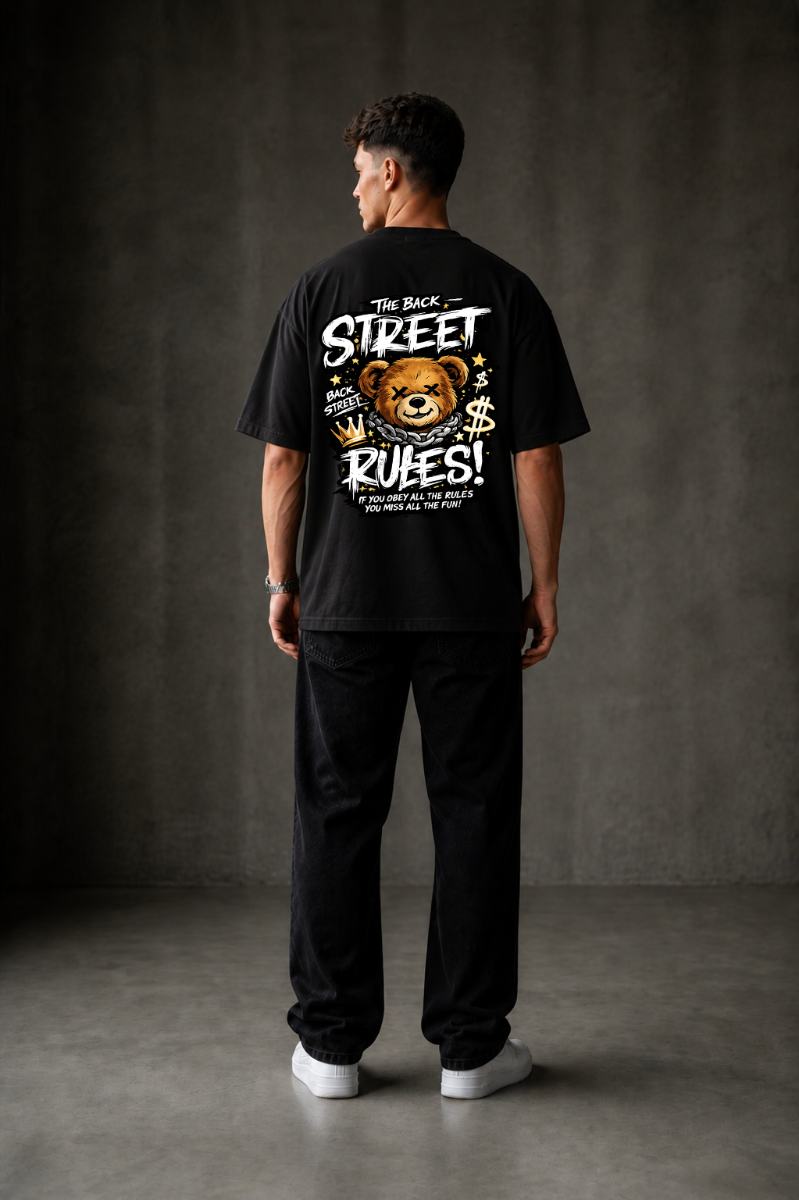 STREET RULES Oversized T-shirt ! - Black