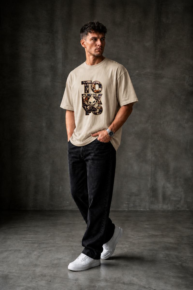 TOKYO Oversized T-shirt ! - Beige