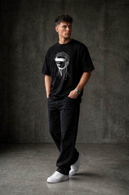 SKETCHY HEAD Oversized T-shirt ! - Black