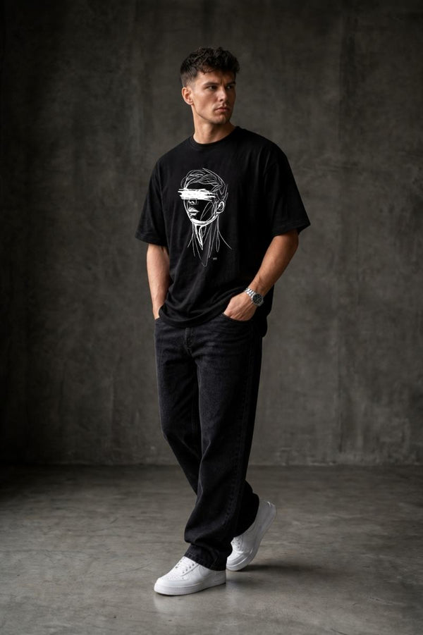 SKETCHY HEAD Oversized T-shirt ! - Black