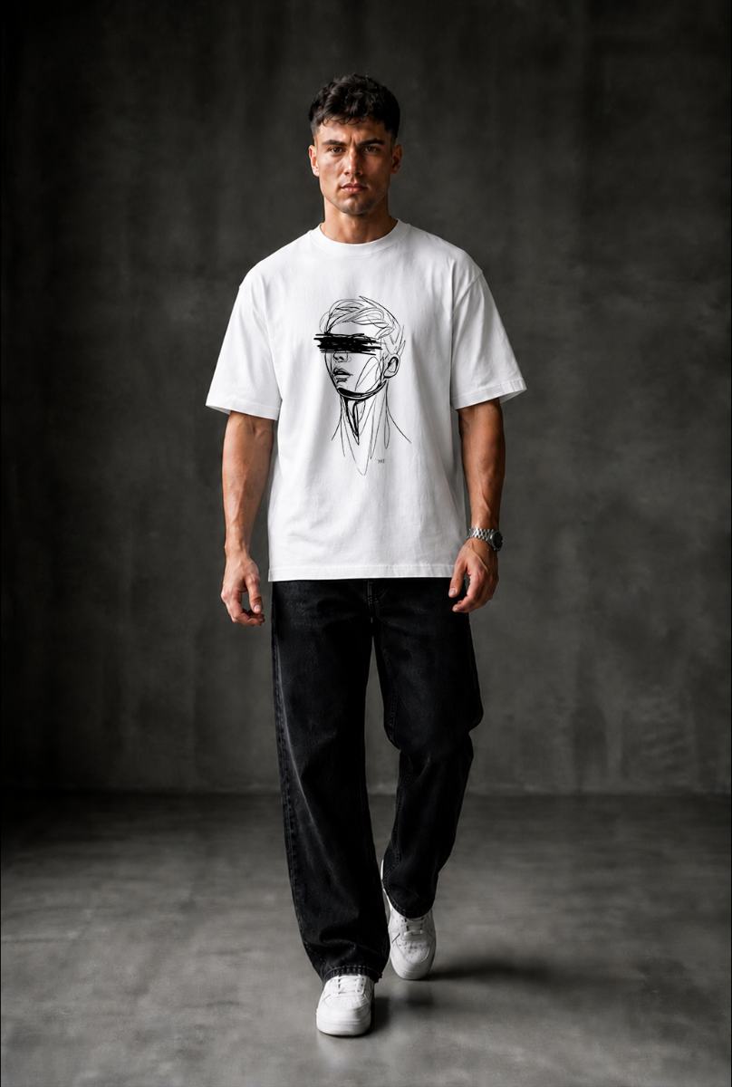 SKETCHY HEAD Oversized T-shirt ! - White