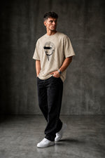 SKETCHY HEAD Oversized T-shirt ! - Beige