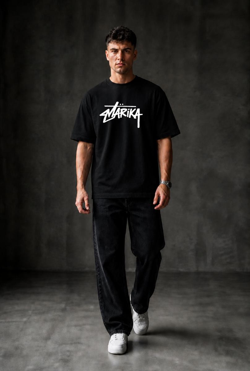 MARIKA LOGO Oversized T-shirt ! - Black