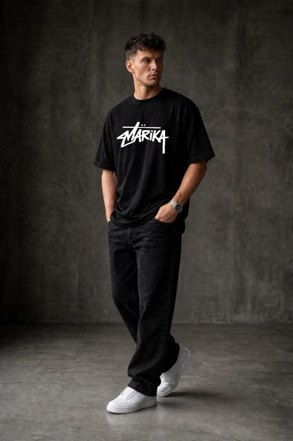 MARIKA LOGO Oversized T-shirt ! - Black