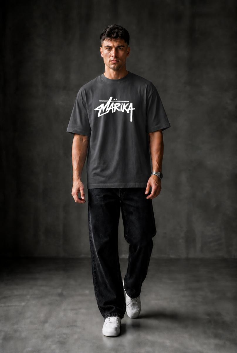 MARIKA LOGO Oversized T-shirt ! - Grey