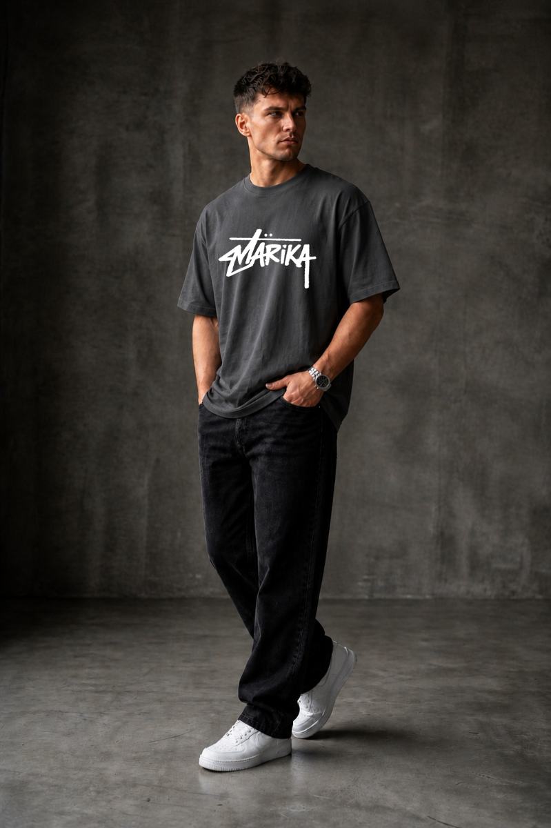 MARIKA LOGO Oversized T-shirt ! - Grey