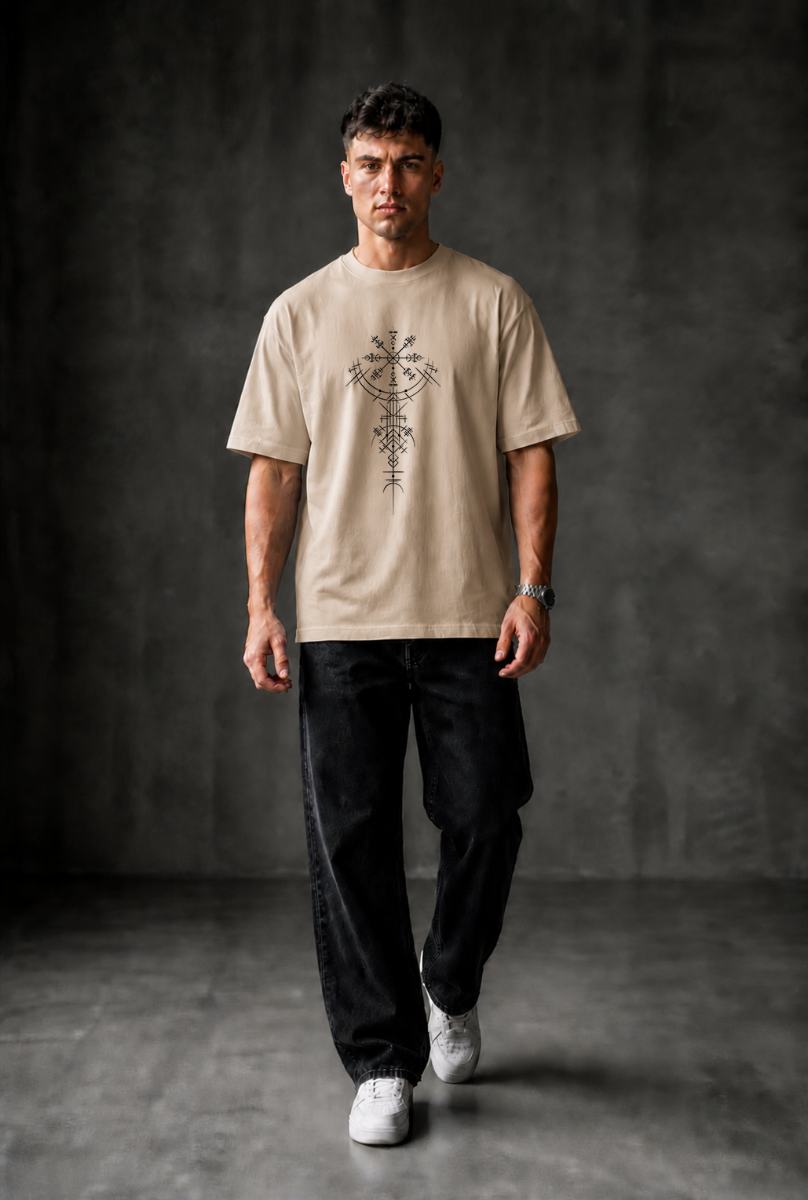 VIKING'S SIGN Oversized T-shirt ! - Beige