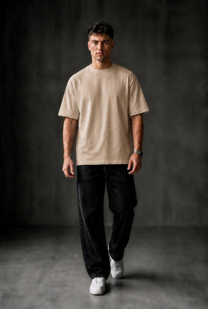 Regular Oversized T-shirt ! - Beige